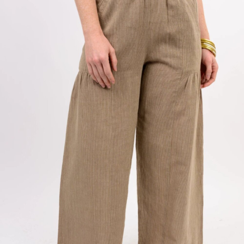 NWT IVY JANE KHAKI WIDE LEG STRIPED PANT - Picture 2 of 3